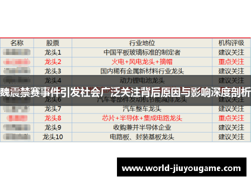 魏震禁赛事件引发社会广泛关注背后原因与影响深度剖析